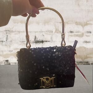 NWT Badgley Mischka Black Sequin Crossbody Bag